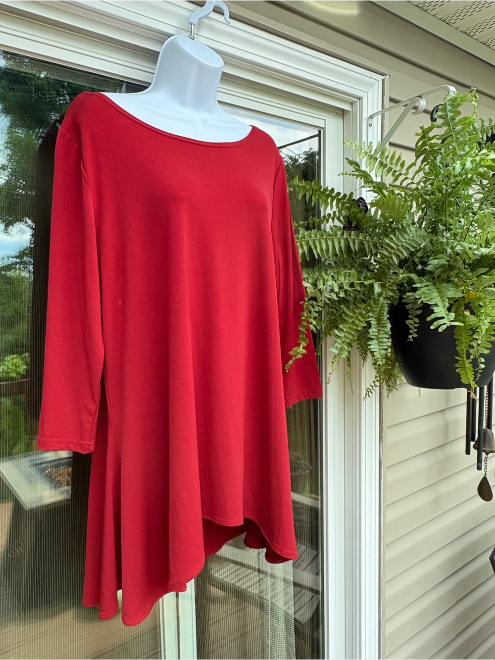 Alfani Long Multi Length Dark Red Tunic Blouse